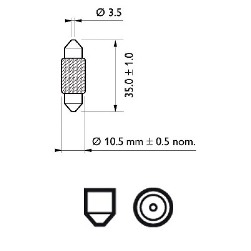 ΛΑΜΠΑ T10,5X38 12V 10W